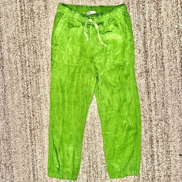 ZARA Women's Linen Dress Pants Green Size Medium - Picture 1 of 11